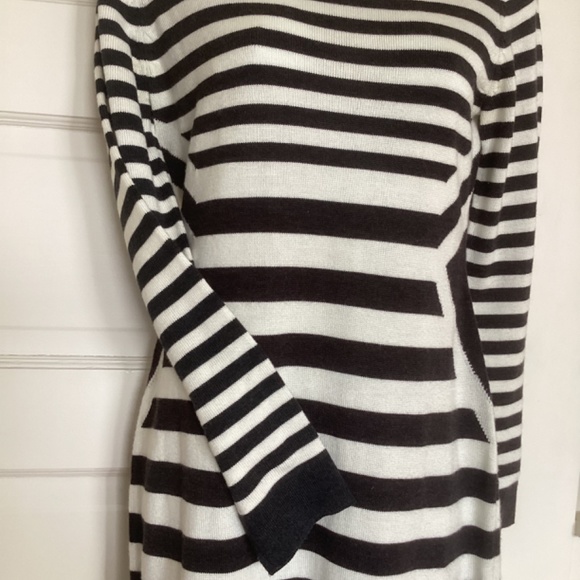Calvin Klein Dark Gray and White Striped Sweater Dress Small 100% acrylic - Picture 2 of 12